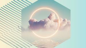 Nube con un halo a su alrededor, en un hexágono